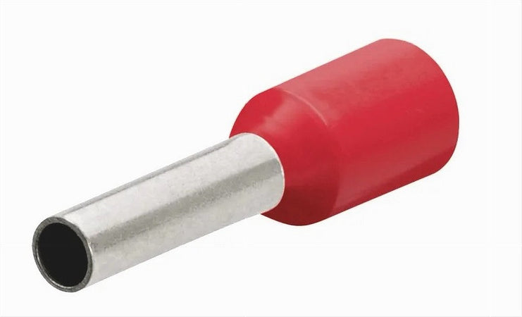 Confezione 100 Pz Tubetto Capicorda Isolato Per Cavi 10mm² Terminale 12mm E10-12