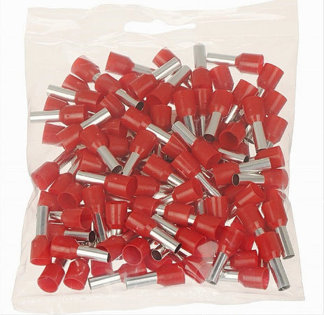Confezione 100 Pz Tubetto Capicorda Isolato Per Cavi 10mm² Terminale 12mm E10-12