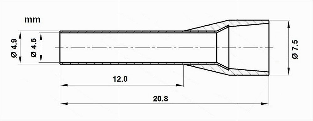Confezione 100 Pz Tubetto Capicorda Isolato Per Cavi 10mm² Terminale 12mm E10-12