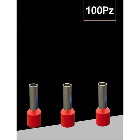 Confezione 100pz Tubetto Capicorda Isolato Per Cavi 1.5mm² Terminale Da 8mm E1508