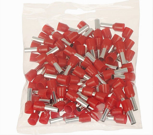 Confezione 100pz Tubetto Capicorda Isolato Per Cavi 1.5mm² Terminale Da 8mm E1508