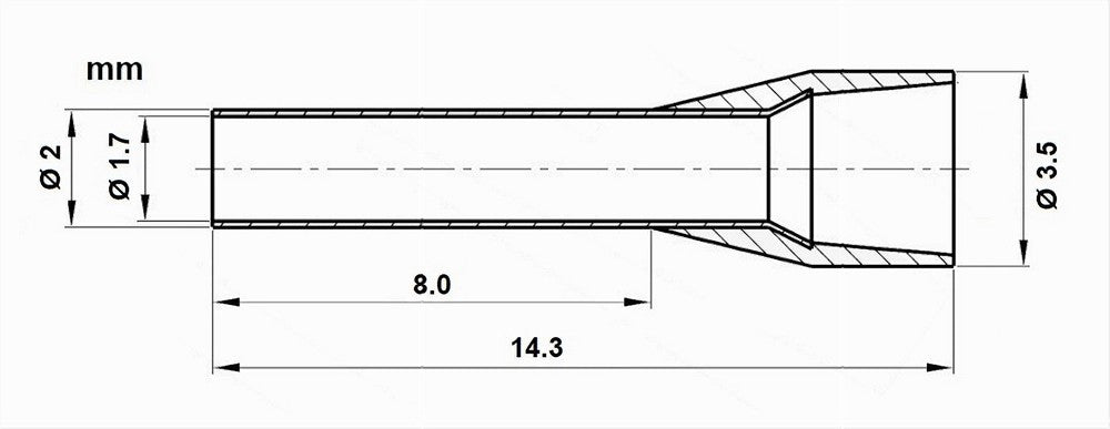 Confezione 100pz Tubetto Capicorda Isolato Per Cavi 1.5mm² Terminale Da 8mm E1508