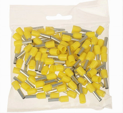 Confezione 100 Pz Tubetto Capicorda Isolato Per Cavi 16mm² Terminale 12mm E16-12