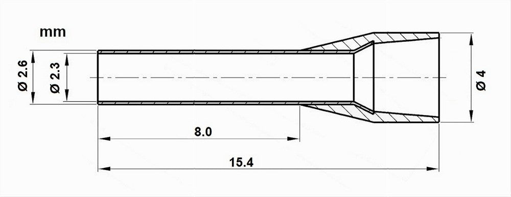 Confezione 100pz Tubetto Capicorda Isolato Per Cavi Da 2.5mm² Terminale 8mm E2508