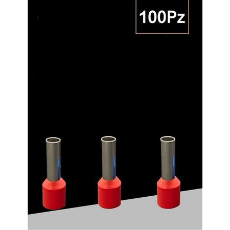 Confezione 100pz Tubetto Capicorda Isolato Per Cavi Da 4 Mm² Terminale 9mm E4009