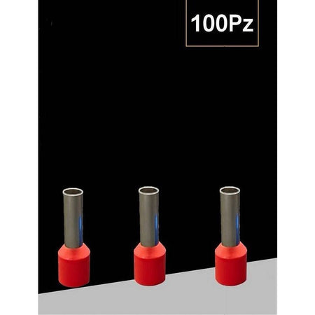 Confezione 100 Pz Tubetto Capicorda Isolato Per Cavi 6 Mm² Terminale 12 Mm E6012
