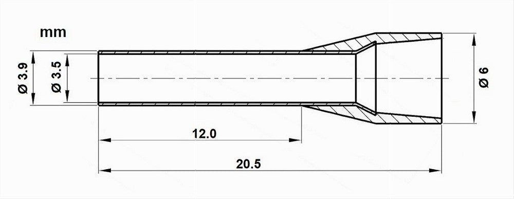 Confezione 100 Pz Tubetto Capicorda Isolato Per Cavi 6 Mm² Terminale 12 Mm E6012