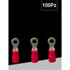 Set 100 Pz Capicorda Terminale Ad Occhiello Isolato Per Cavi 0.5-1.5mm² Rv1.25-4