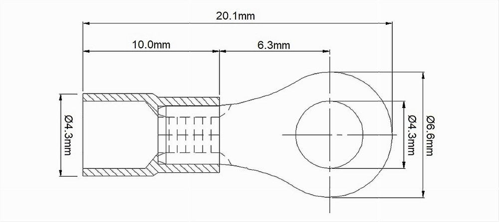 Set 100 Pz Capicorda Terminale Ad Occhiello Isolato Per Cavi 0.5-1.5mm² Rv1.25-4