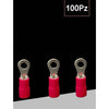 Set 100 Pz Capicorda Terminale Ad Occhiello Isolato Per Cavi 1.5-2.5mm² M4 Rv2-4