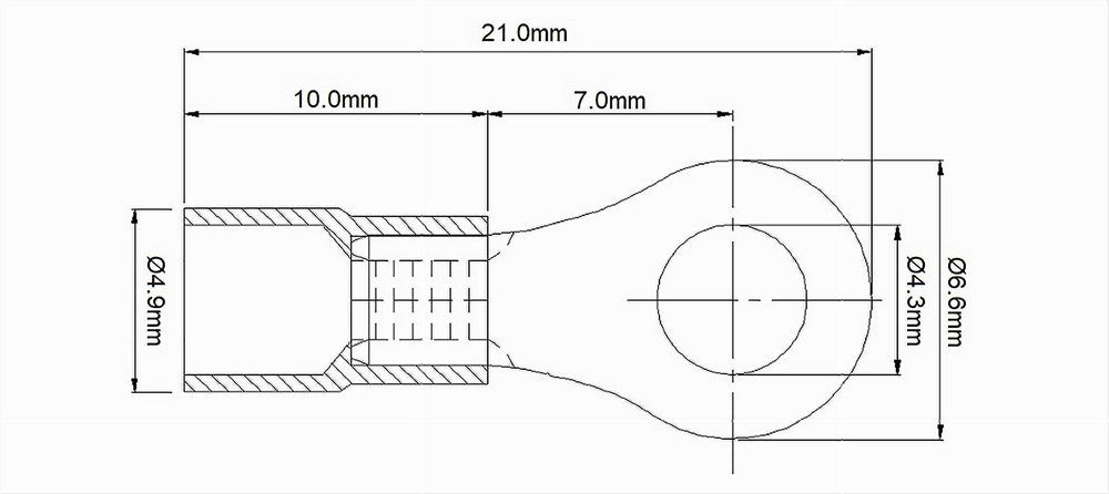 Set 100 Pz Capicorda Terminale Ad Occhiello Isolato Per Cavi 1.5-2.5mm² M4 Rv2-4