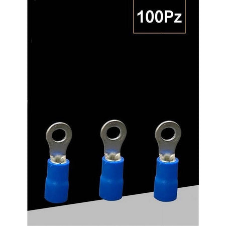 Set 100pz Capicorda Terminale Ad Occhiello Isolato Per Cavi 4 A 6 Mm² M6 Rv5.5-6