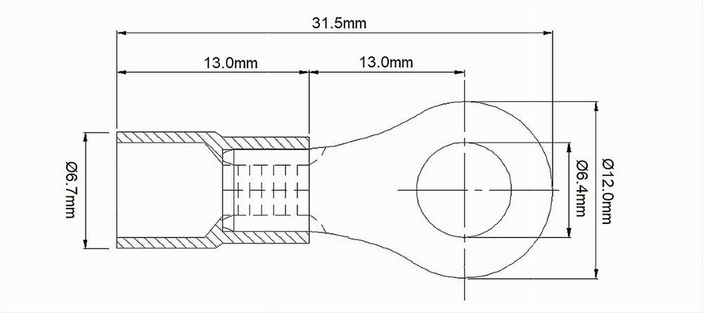 Set 100pz Capicorda Terminale Ad Occhiello Isolato Per Cavi 4 A 6 Mm² M6 Rv5.5-6