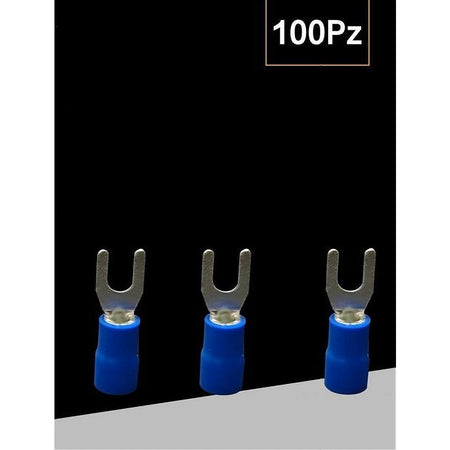 Set 100 Pz Capicorda A Forcella A Crimpare Per Cavi 0.5-1.5 Mm² Isolato Sv1.25-4