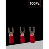 Set 100 Pz Capicorda A Forcella A Crimpare Per Cavi 0.5-1.5 Mm² Isolato Sv1.25-4