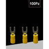 Set 100pz Capicorda A Forcella A Crimpare Per Cavi 2.5 - 4mm² Isolato M4 Sv3.5-4