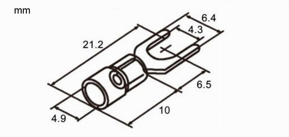 Set 100pz Capicorda A Forcella A Crimpare Per Cavi 1.5-2.5 Mm² Isolato M4 Sv2-4