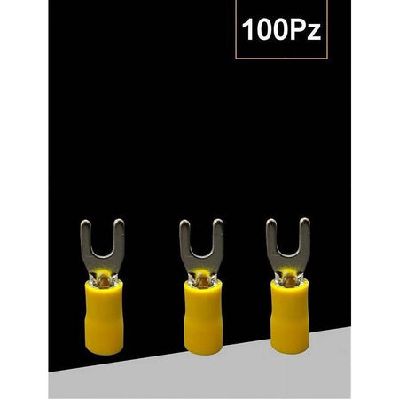 Set 100 Pz Capicorda A Forcella A Crimpare Per Cavi 4 A 6 Mm² Isolato M4 Sv5.5-4