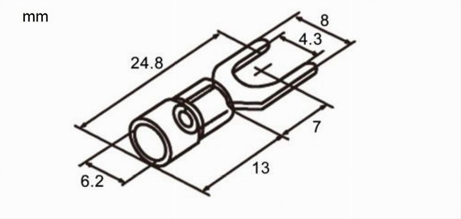 Set 100pz Capicorda A Forcella A Crimpare Per Cavi 2.5 - 4mm² Isolato M4 Sv3.5-4