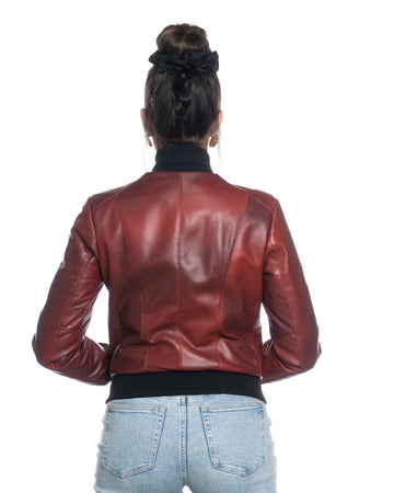 Bomber Donna - Bomber Donna Bordeaux in vera pelle