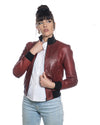 Bomber Donna - Bomber Donna Bordeaux in vera pelle