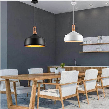 Lampadario A Sospensione Stile Industriale In Metallo Pendente A Coppa E27 A93
