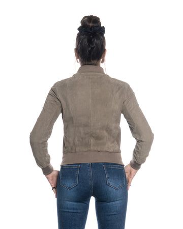 Malesia - Bomber Donna Fango in vera pelle camoscio