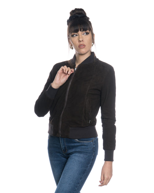 Malesia - Bomber Donna in vera pelle Nabuk