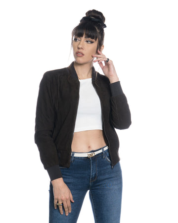 Malesia - Bomber Donna in vera pelle Nabuk