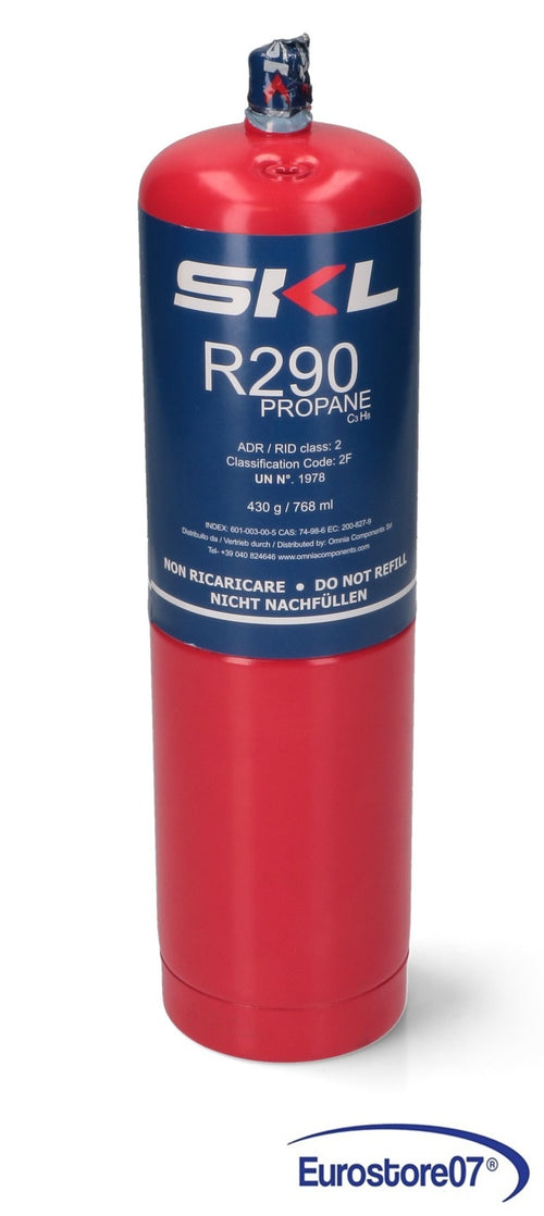 GAS REFRIGERANTE R290 PROPANO BOMBOLA 430 GR FRIGORIFERI CLIMATIZZATORI
