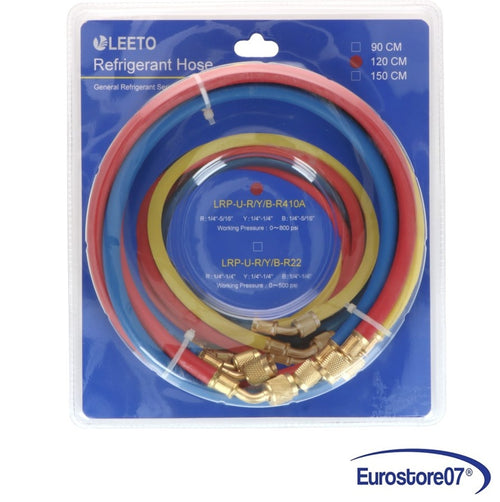 TUBO GAS PER BOMBOLA 120cm . R410a. rosso/blu: 1/4-5/16. Giallo: 1/4-1/4.