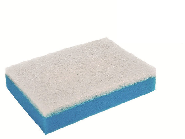 SPUGNA ABRASIVA DOPPIA BLU CON FIBRA BIANCA - cm.11,5x7,5x2,5 pz 20