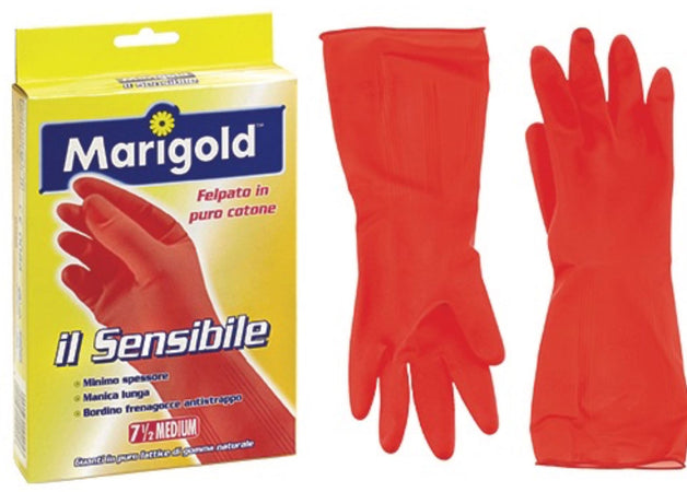 vileda guanti domestici sensibili marigold in lattice misura 6,5 - pz 12