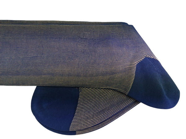 Calze lunghe uomo - Gallo - rigo - blu Royal/sabbia