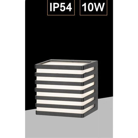Applique Muro Esterno Led 10w Lampada Decorativa A Strisce Cubo Nero Ip54 B110-n
