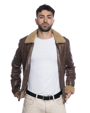 Francesco - Giacca Uomo Testa di Moro Pullup in vera pelle e Montone