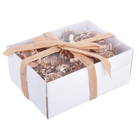 Confezione decorazioni "Diana" con pigne e legnetti color champagne