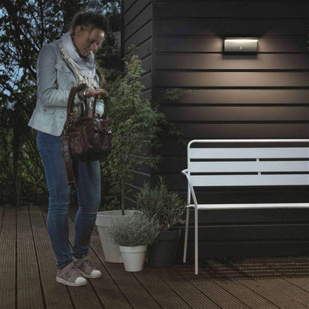 Applique Esterno 10w Con Sensore Pir Di Movimento Da Parete Giardino Ip54 Bs82-n