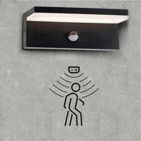 Applique Esterno 10w Con Sensore Pir Di Movimento Da Parete Giardino Ip54 Bs82-n