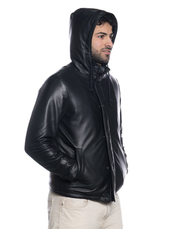 Benny - Piumino Uomo Nero in vera pelle Made in Italy