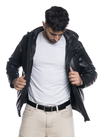 Benny - Piumino Uomo Nero in vera pelle Made in Italy