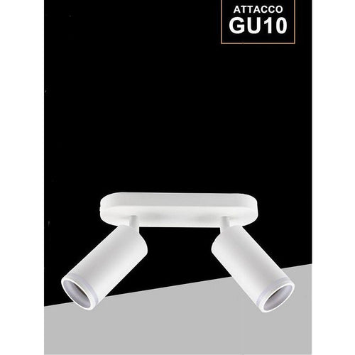 Applique Plafoniera Orientabile Da Soffitto Parete 2 Diffusori Lampada Gu10 Ts-2