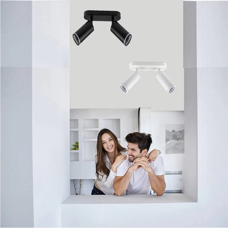 Applique Plafoniera Orientabile Da Soffitto Parete 2 Diffusori Lampada Gu10 Ts-2