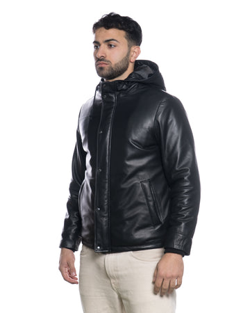 Benny - Piumino Uomo Nero in vera pelle Made in Italy