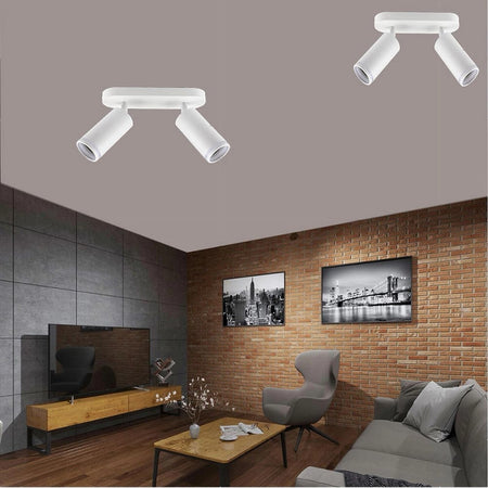 Applique Plafoniera Orientabile Da Soffitto Parete 2 Diffusori Lampada Gu10 Ts-2