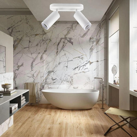 Applique Plafoniera Orientabile Da Soffitto Parete 2 Diffusori Lampada Gu10 Ts-2
