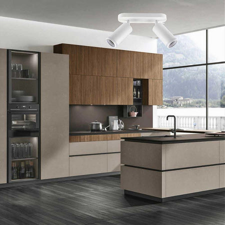 Applique Plafoniera Orientabile Da Soffitto Parete 2 Diffusori Lampada Gu10 Ts-2