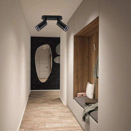Applique Plafoniera Orientabile Da Soffitto Parete 2 Diffusori Lampada Gu10 Ts-2