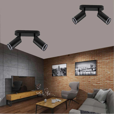Applique Plafoniera Orientabile Da Soffitto Parete 2 Diffusori Lampada Gu10 Ts-2