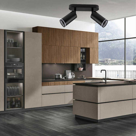 Applique Plafoniera Orientabile Da Soffitto Parete 2 Diffusori Lampada Gu10 Ts-2